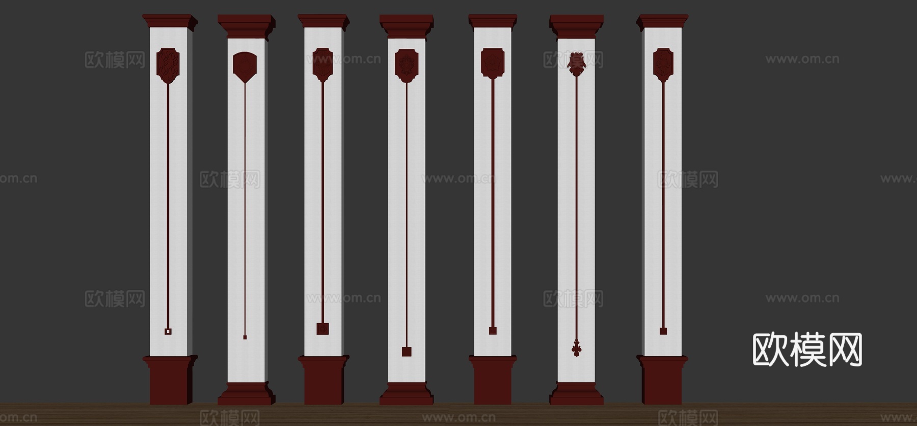 中国结  吊花  中式柱子su模型