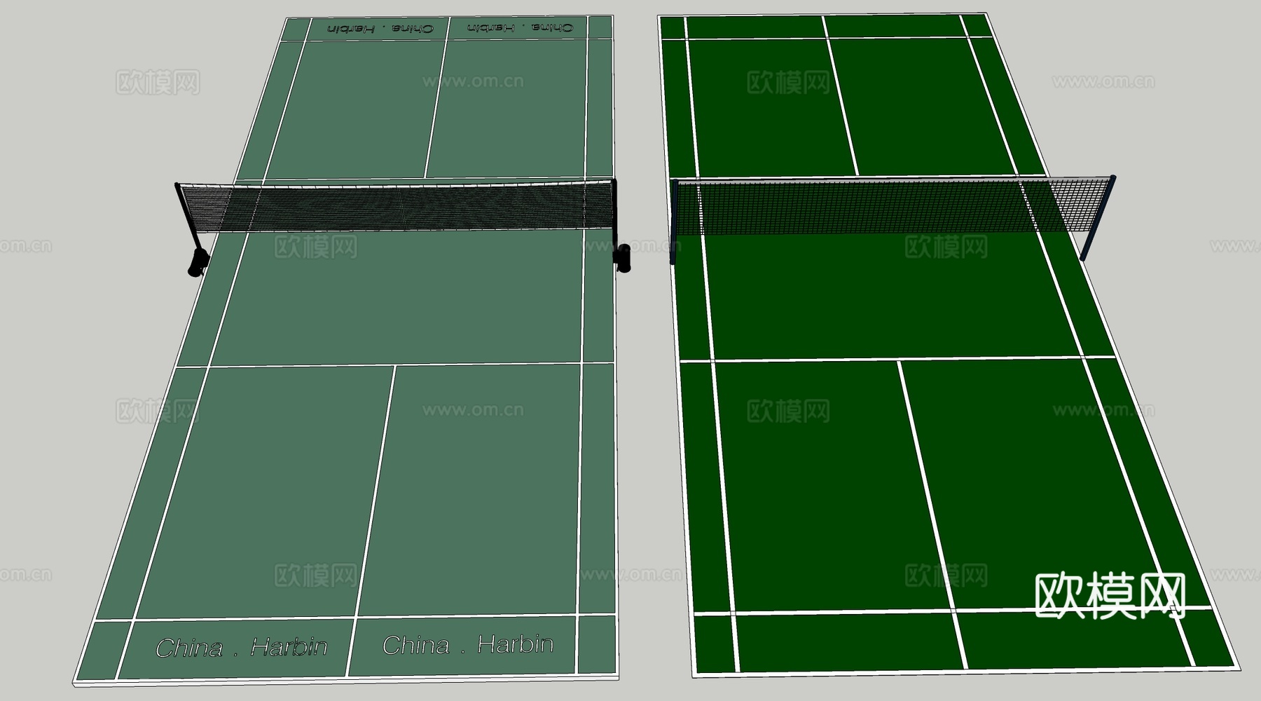 现代羽毛球场 运动场su模型