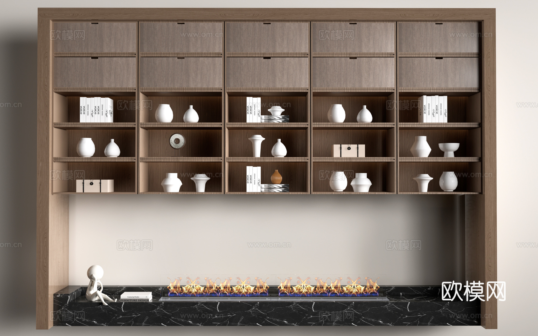 新中式装饰架 博古架 书架 置物架su模型