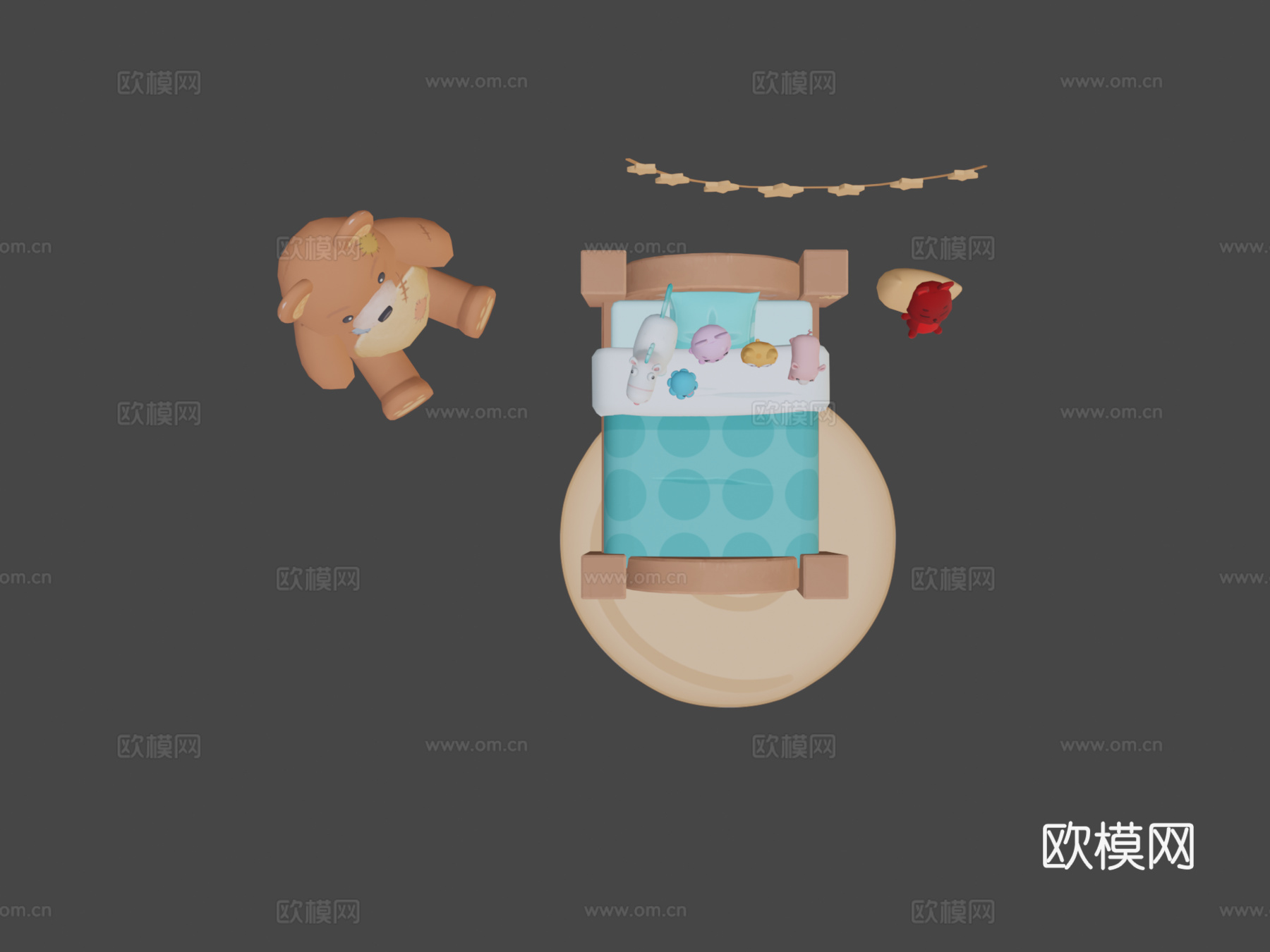 手绘儿童卧室su模型