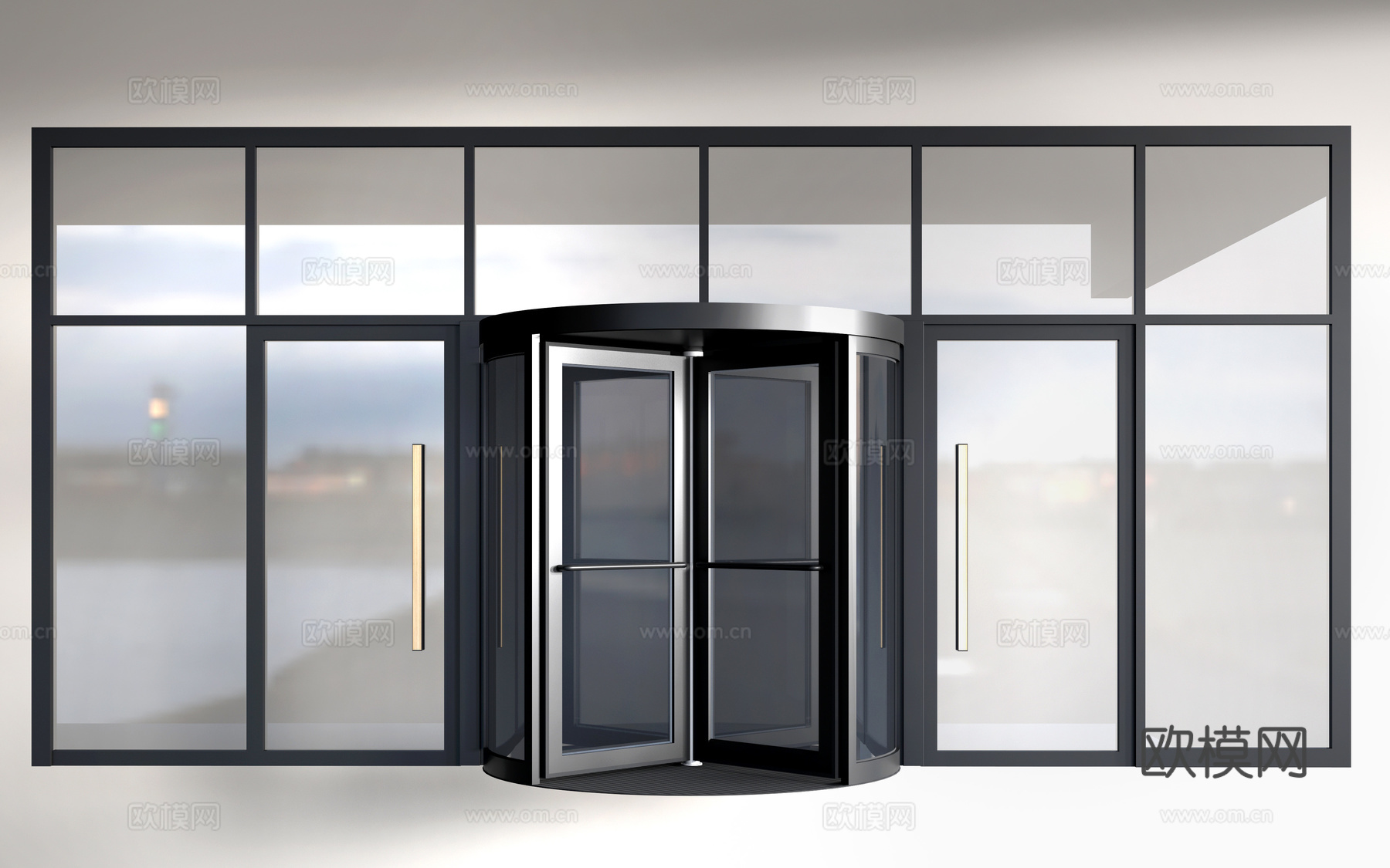 现代旋转门 酒店旋转门 大堂旋转门 商场感应门su模型