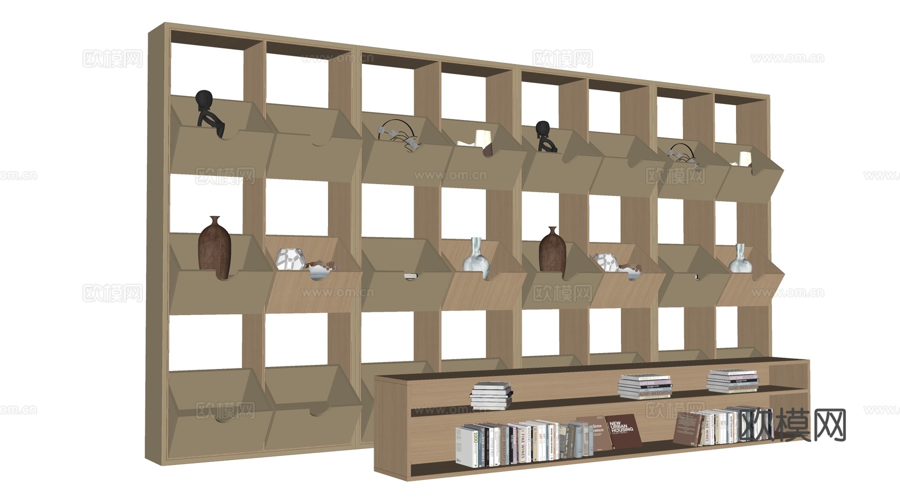 现代装饰架 书架 置物架su模型