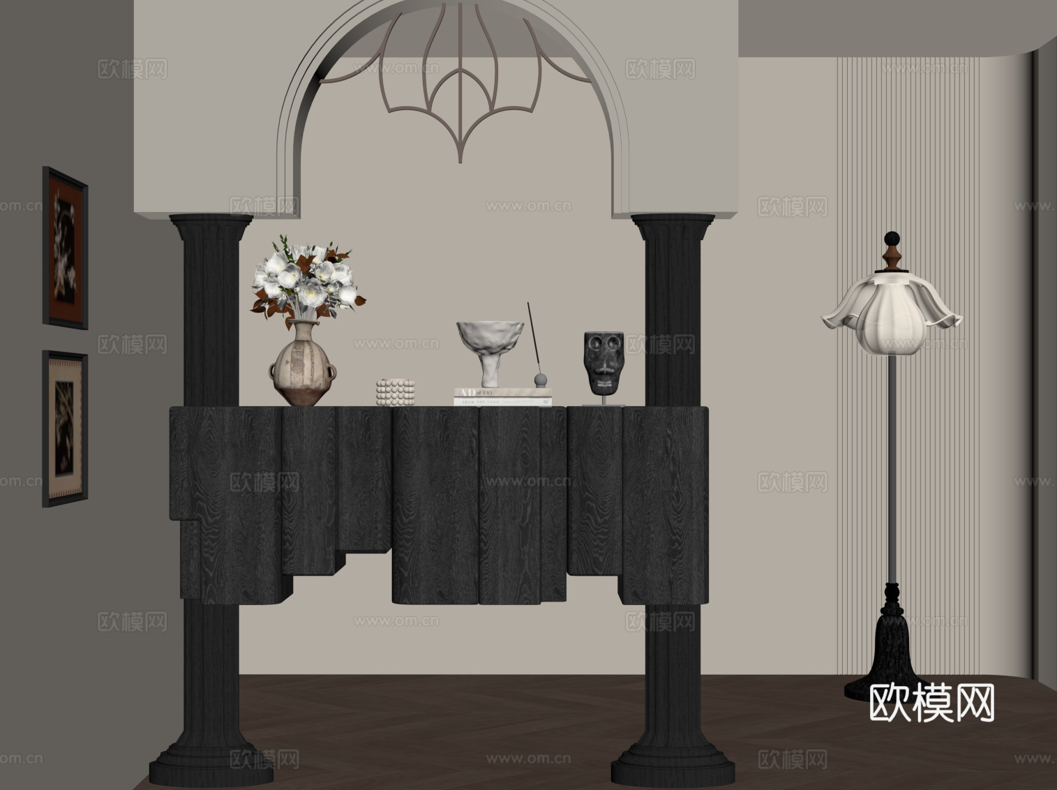 法式玄关 隔断su模型