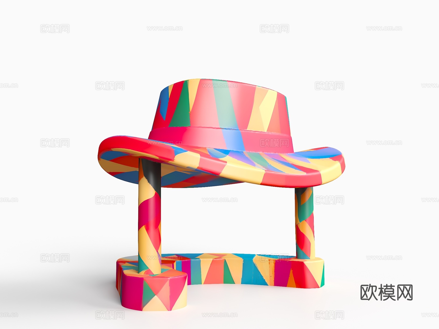 代城市小品 小品雕塑 景观廊架 户外桌椅 帽子廊架 廊架雕塑su模型