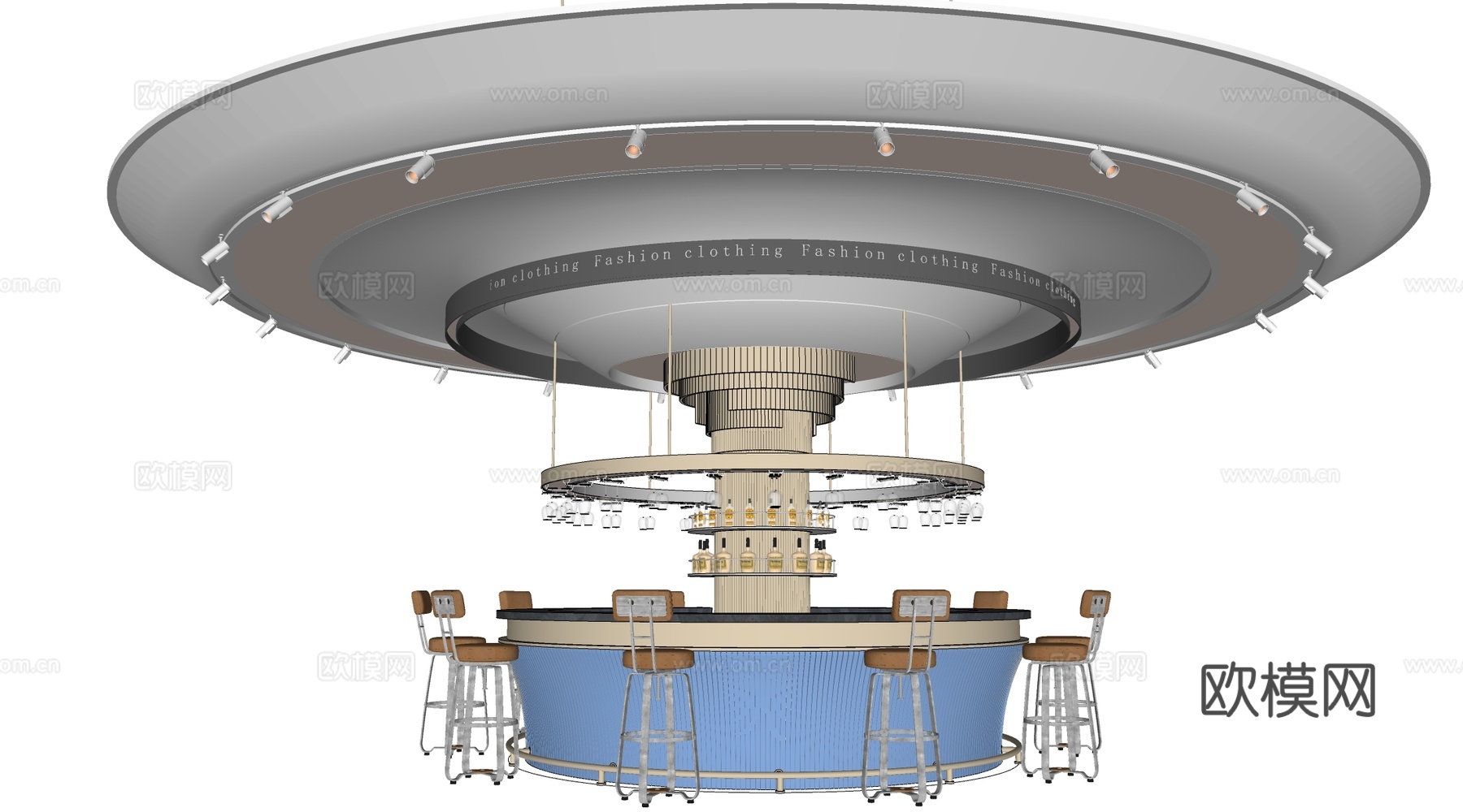 现代圆形吧台 圆形酒吧台 咖啡吧台su模型