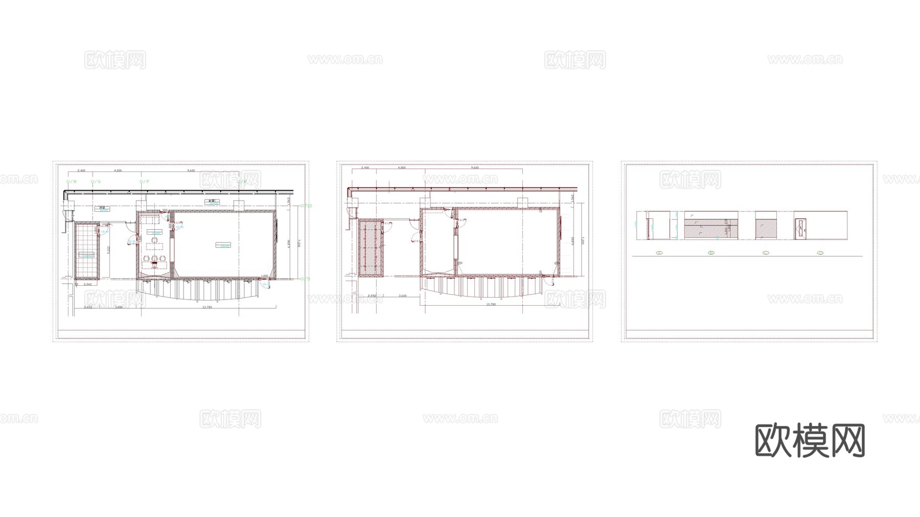 录音室舞蹈室会议室平面图纸cad施工图下载