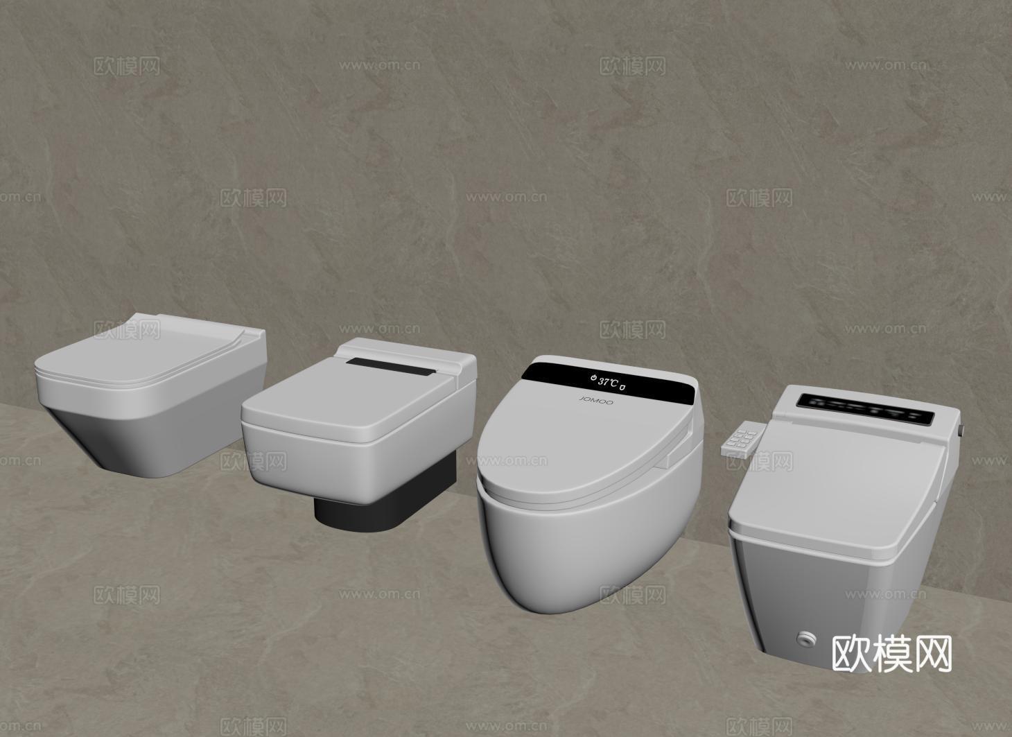 现代智能马桶 坐便器 坐厕su模型