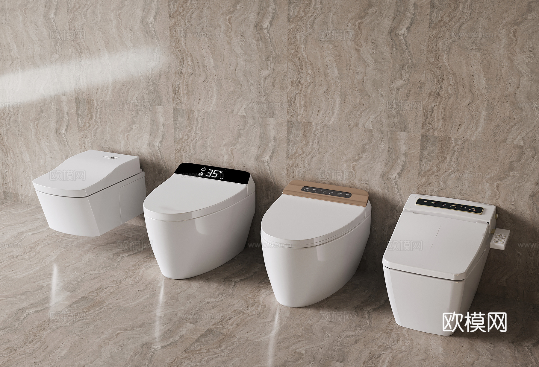 现代智能马桶 坐便器 坐厕 壁挂马桶su模型