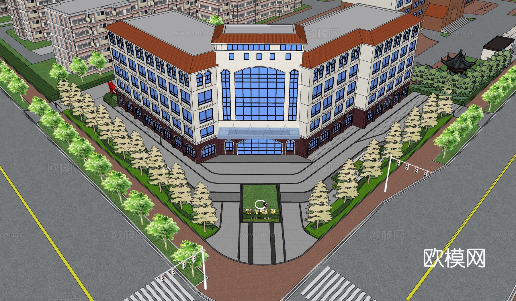 现代广场景观 广场景观 景观su模型