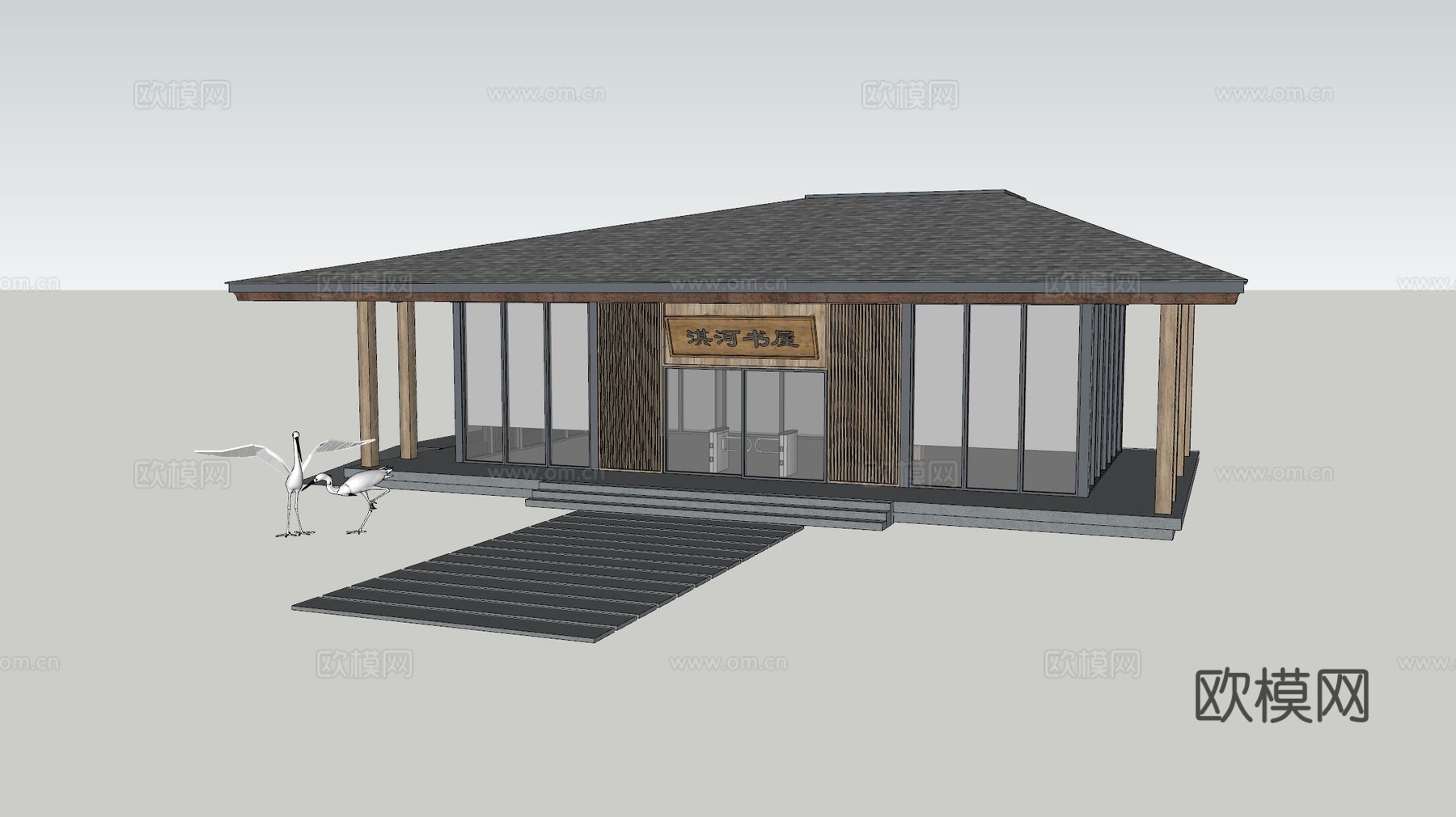 中式书屋 极简书屋 书屋 户外书屋 书吧 图书馆 阅览室su模型