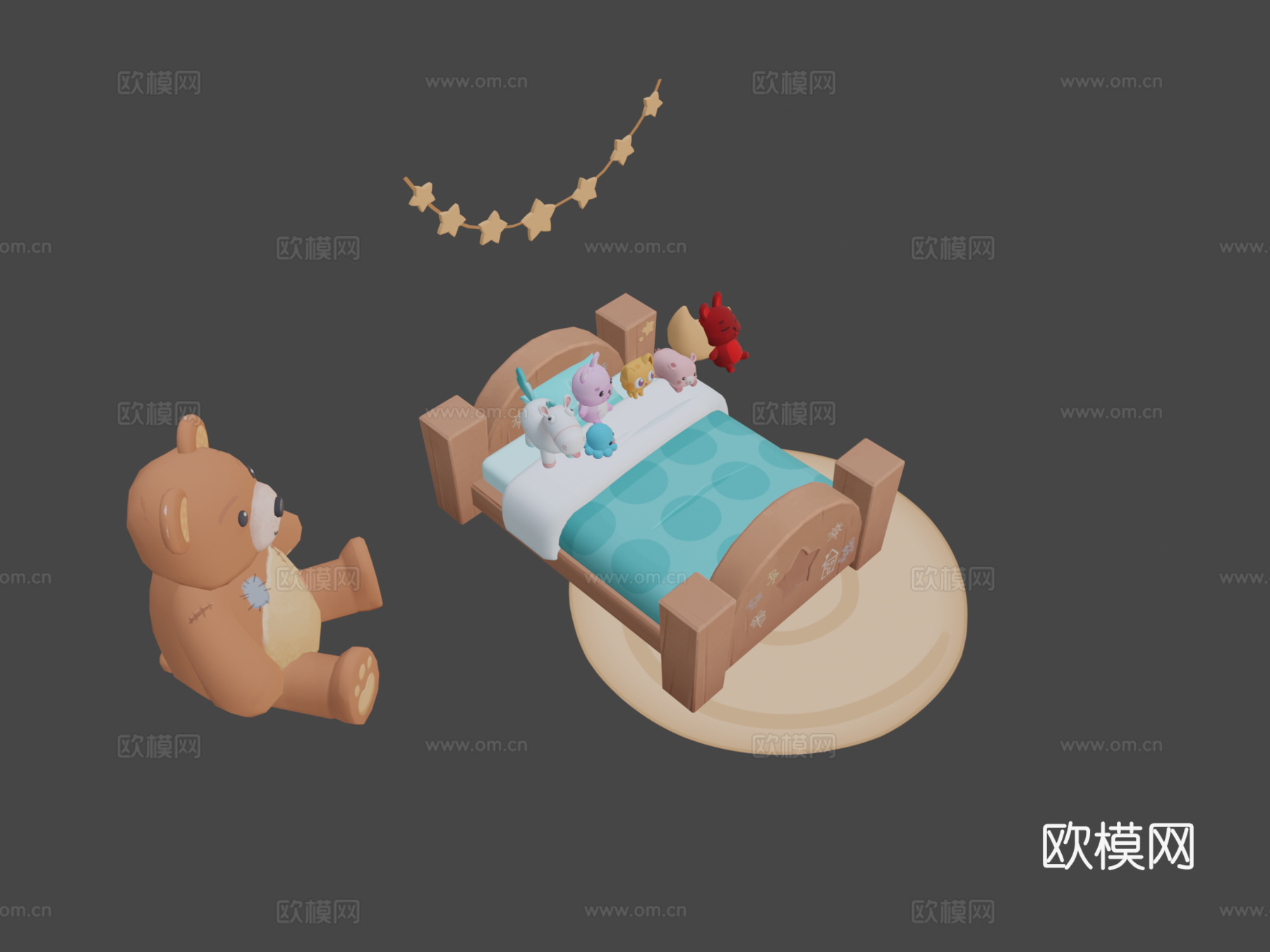 手绘儿童卧室su模型