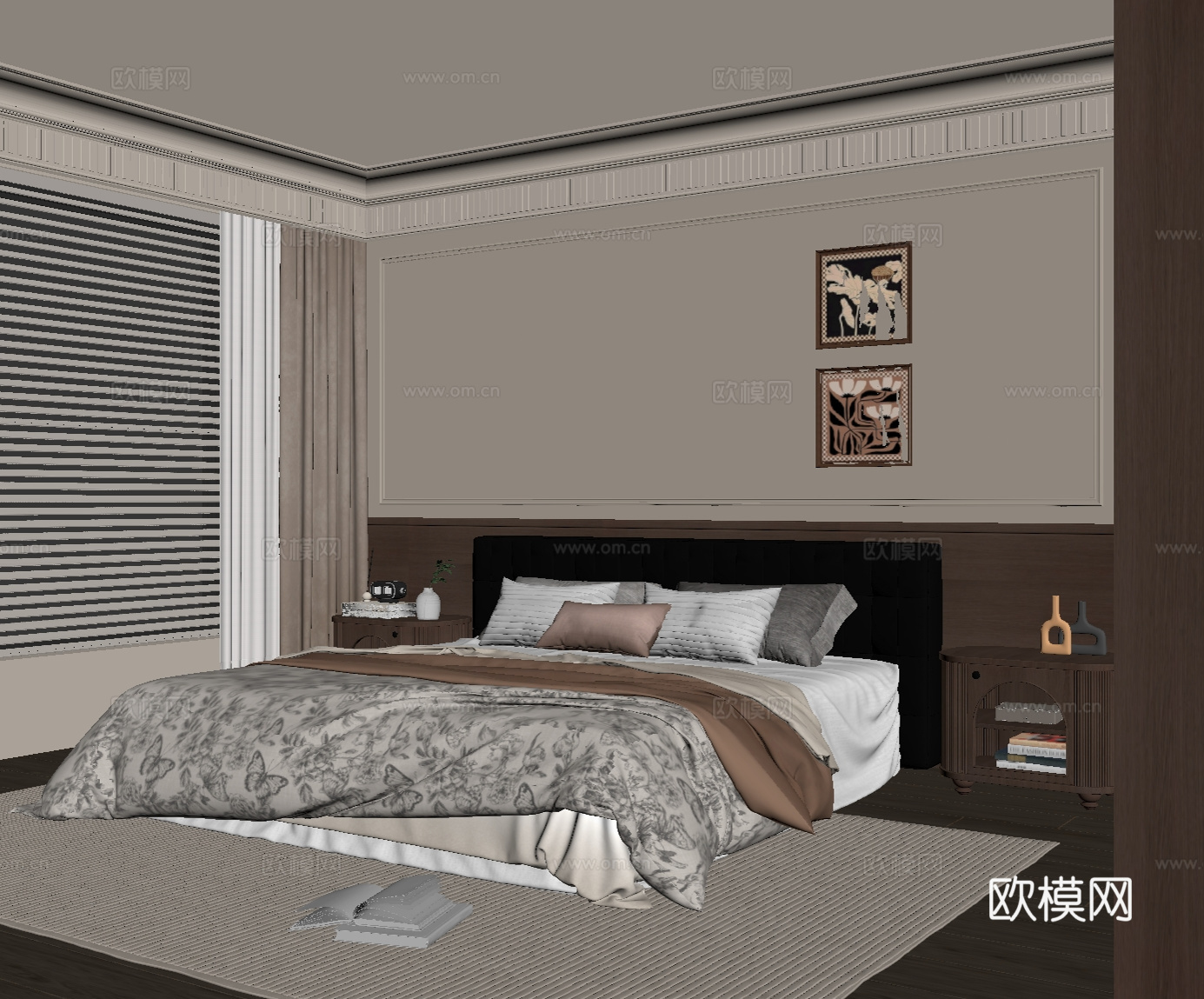 法式中古卧室su模型