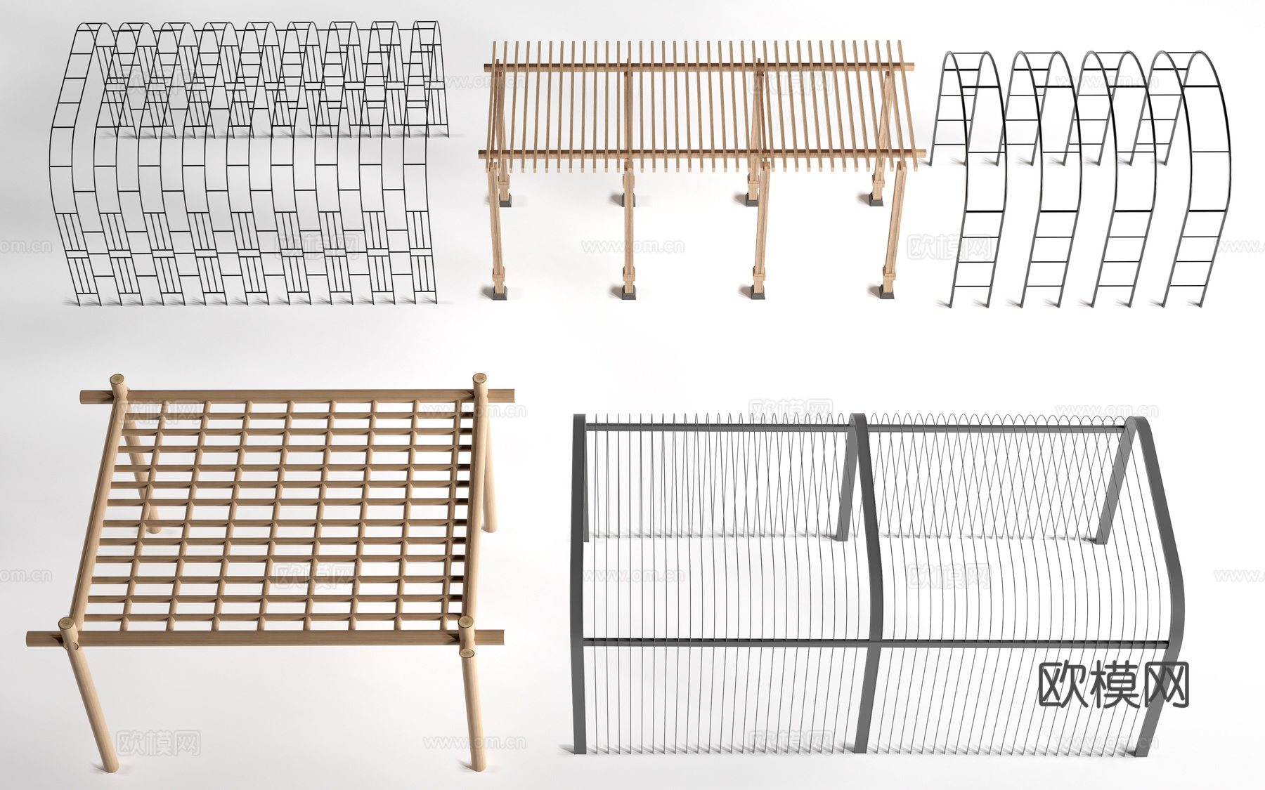 现代景观花架 葡萄架 廊架 绿植爬架su模型
