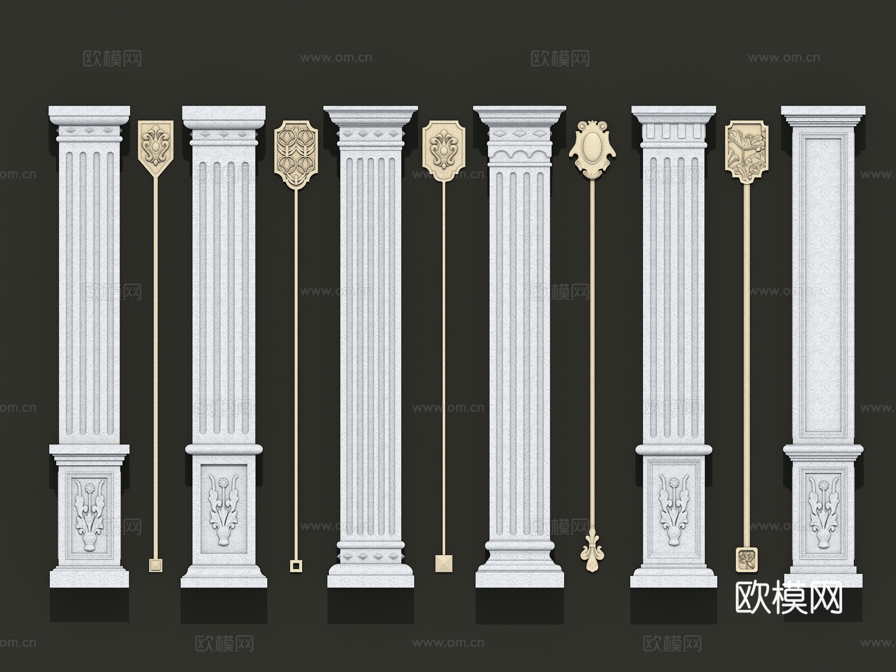 中国结 吊花  欧式柱子su模型
