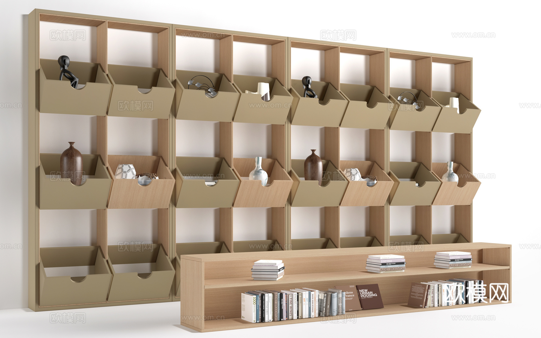 现代装饰架 书架 置物架su模型