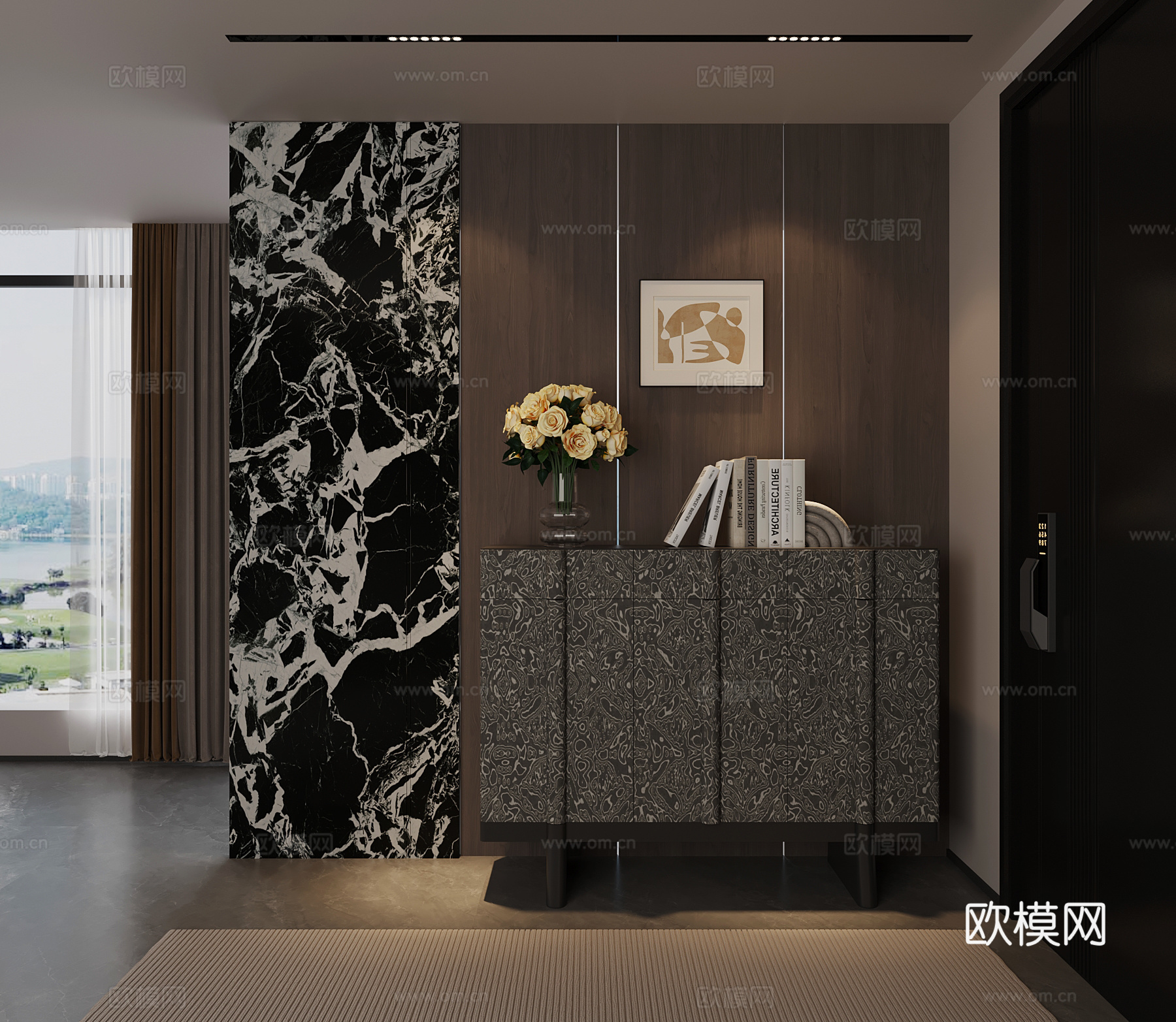 现代意式玄关 边柜 玄关柜su模型