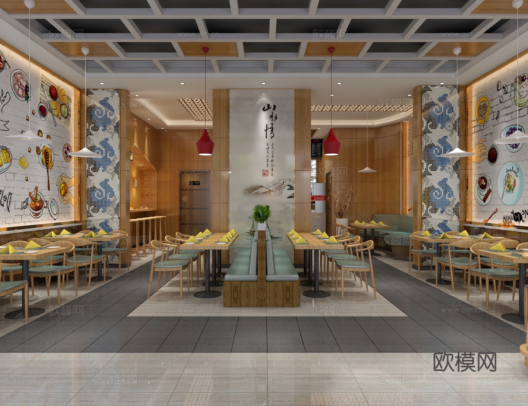 新中式风格快餐厅3d模型