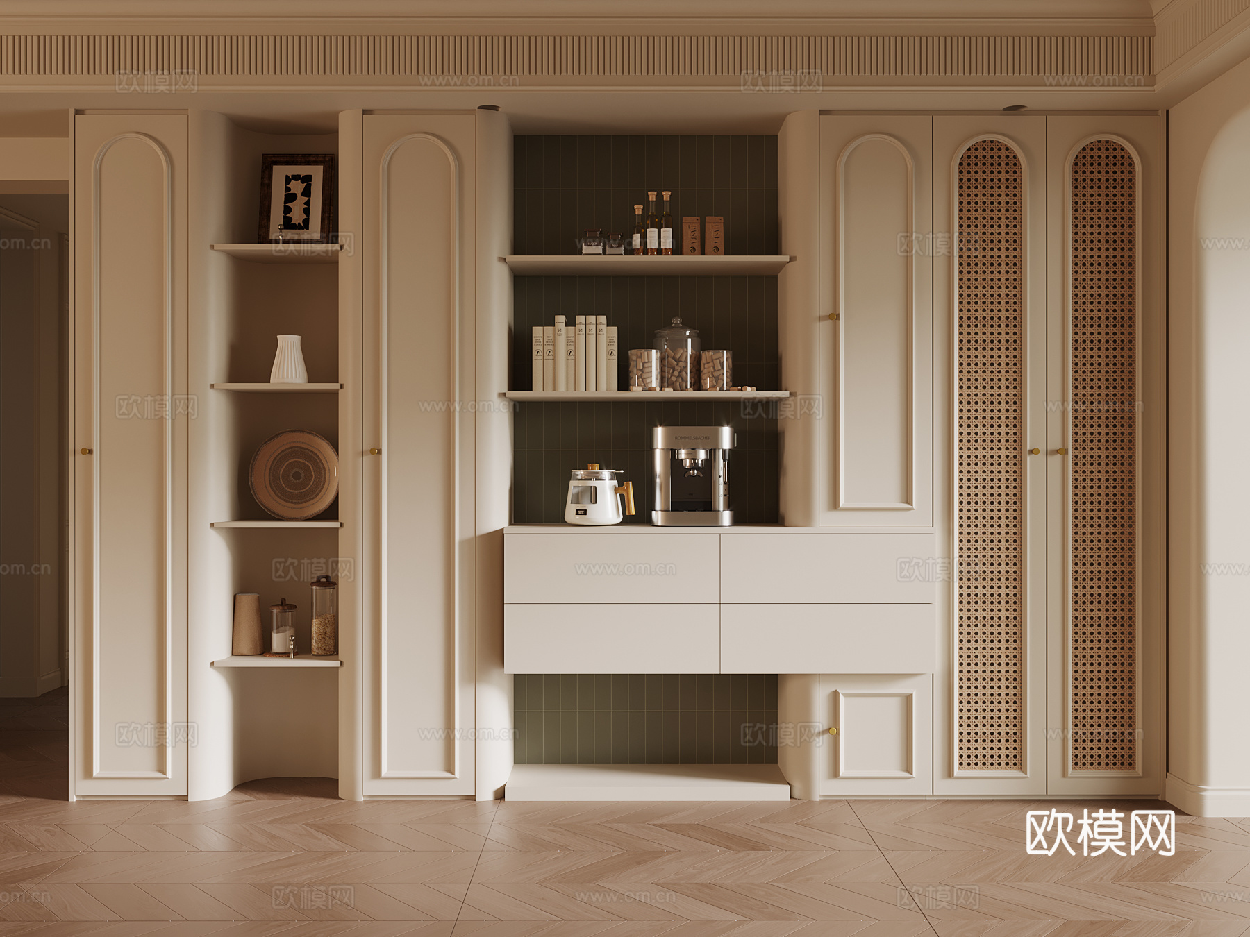 法式书柜su模型