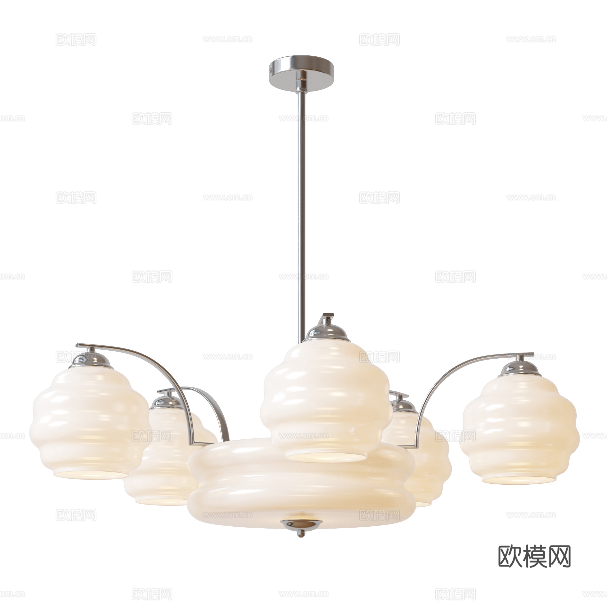 现代法式吊灯 金属吊灯 多头吊灯 奶油风吊灯 客厅吊灯 卧3d模型下载（渲染图3）