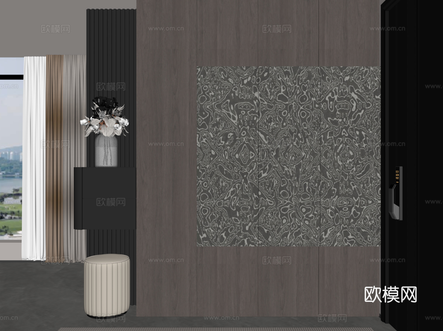 现代意式玄关 玄关柜su模型