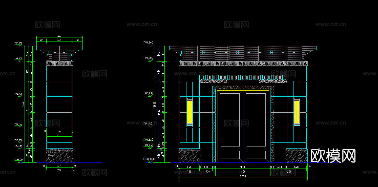 中式庭院门头牌楼大门详图cadcad施工图