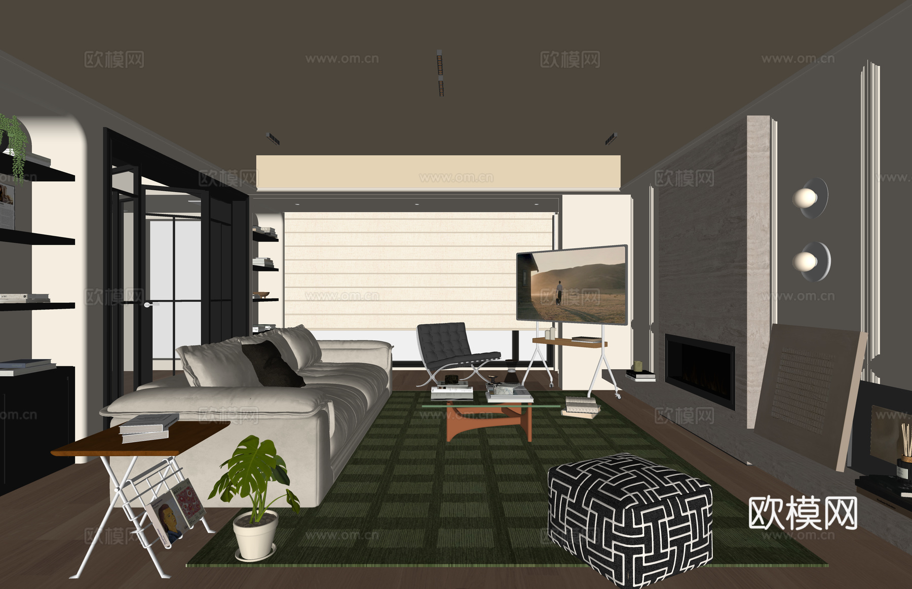 卧室 客餐厅 茶室 客厅 餐厅 阳台su模型