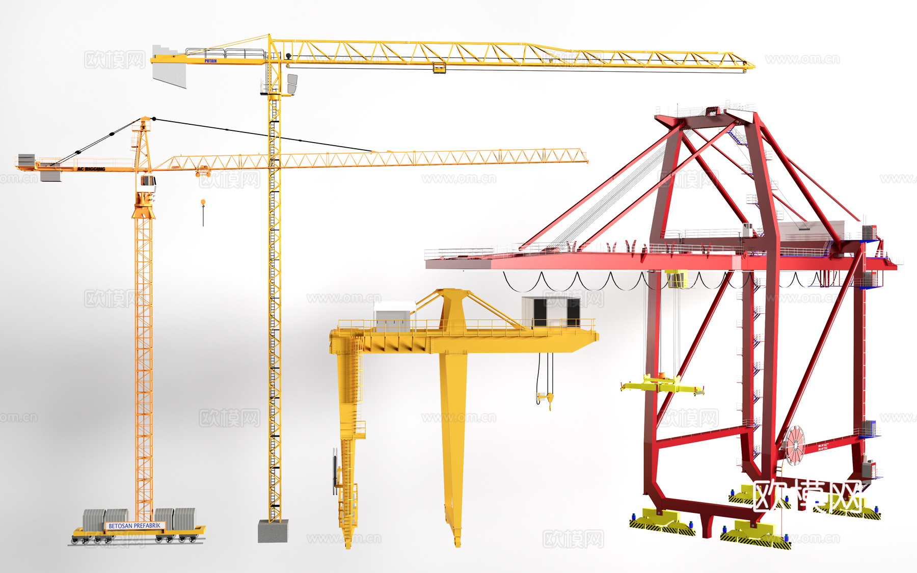 现代塔吊 起重机 工程机械su模型