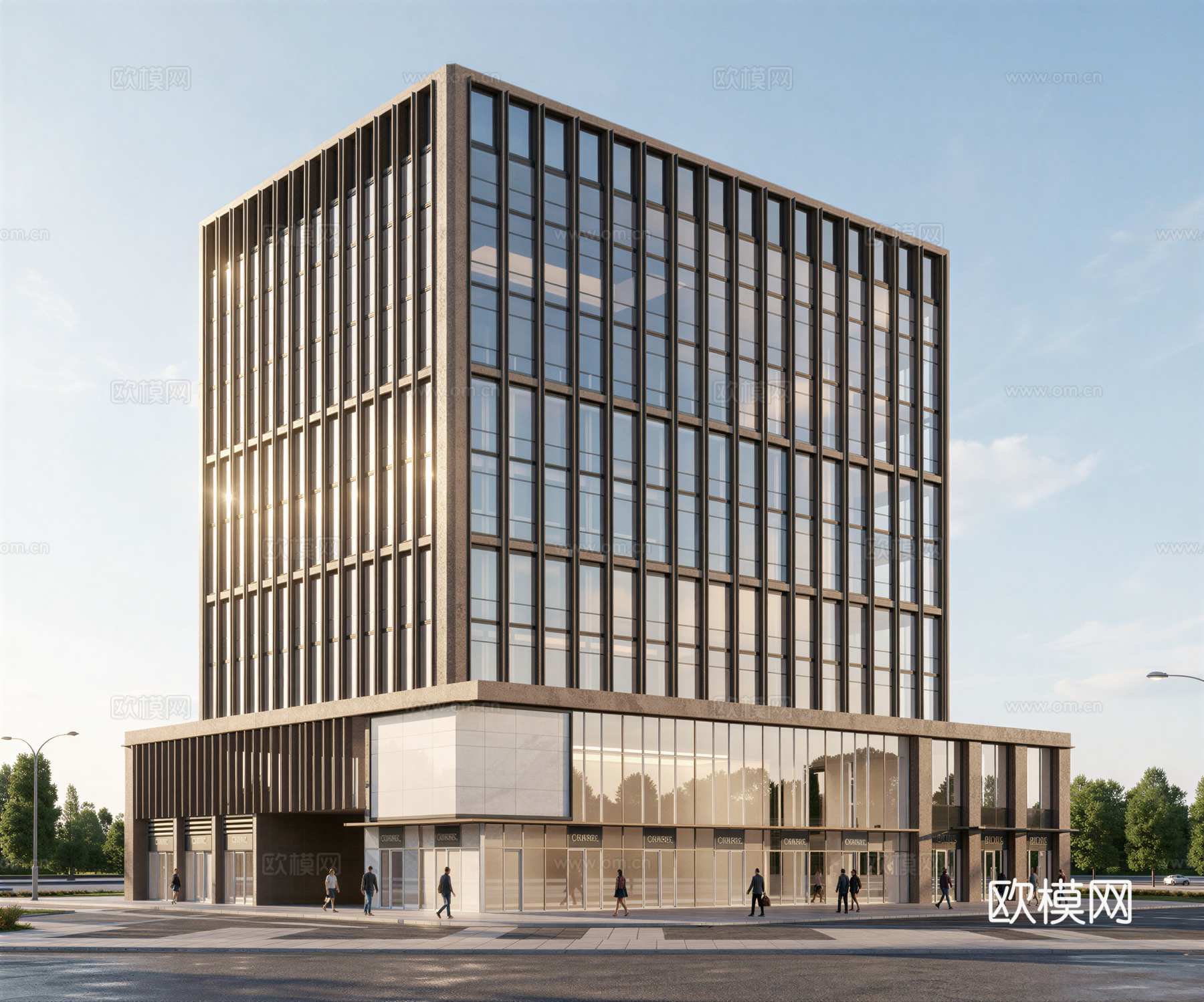 多层办公楼 现代产业园 多层办公 厂房 产业园 办公楼su模型