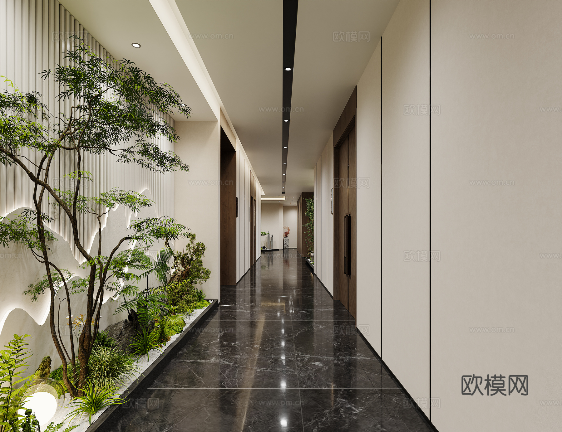 现代工装办公楼 过道 走廊3d模型