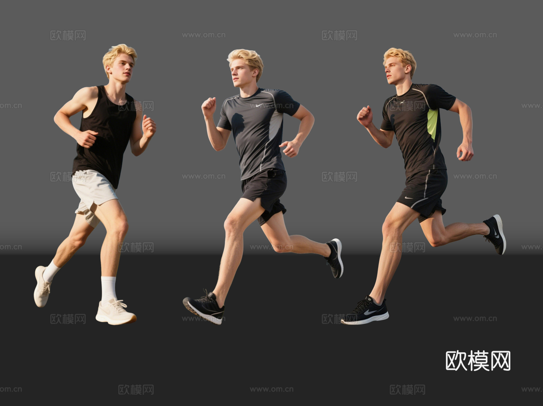 2D现代人物 时尚运动装 运动装模特 跑步运动 运动装帅哥su模型