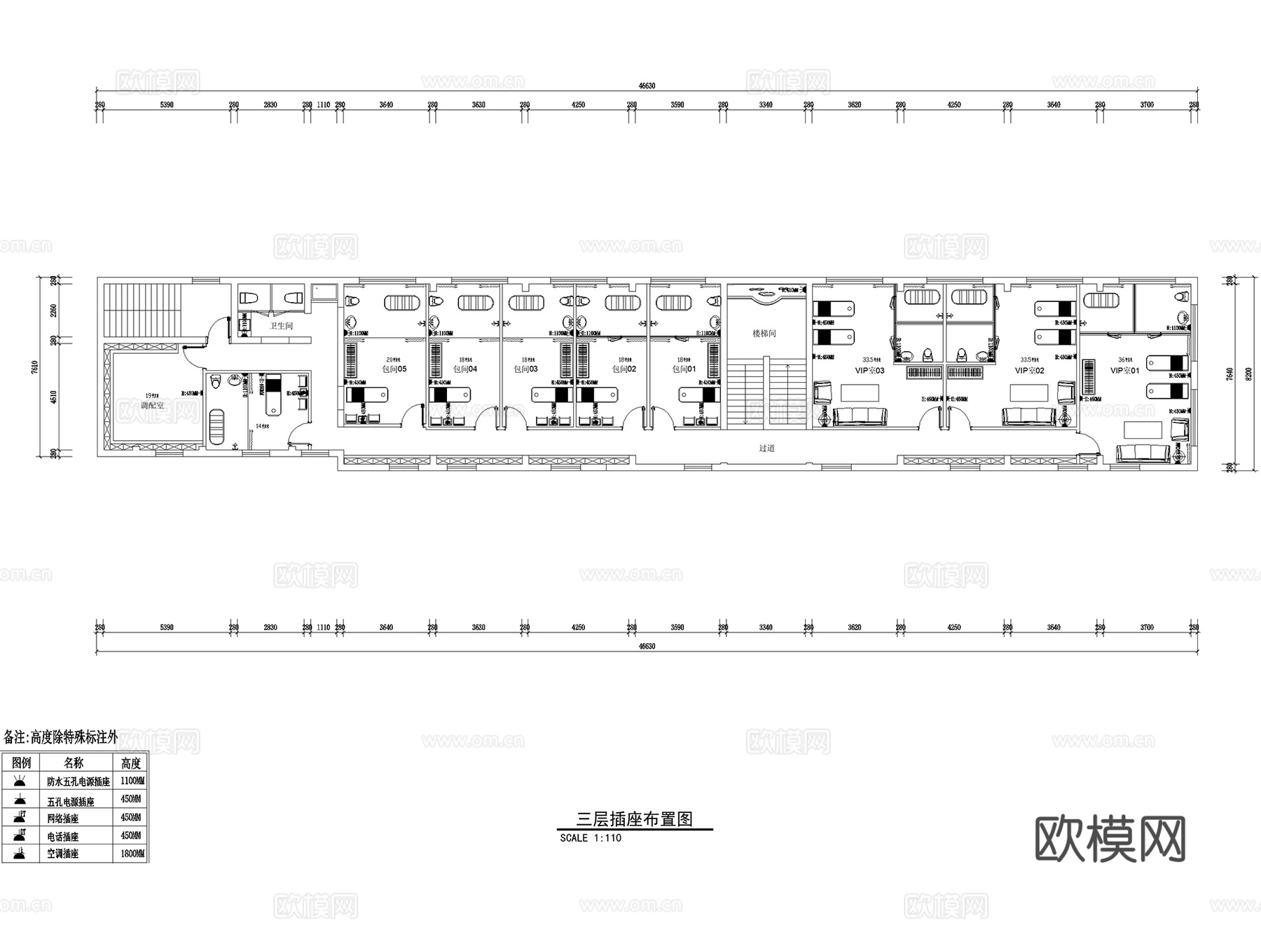 按摩推拿室美容理疗平面系统图室内工装CAD施工图cad施工图