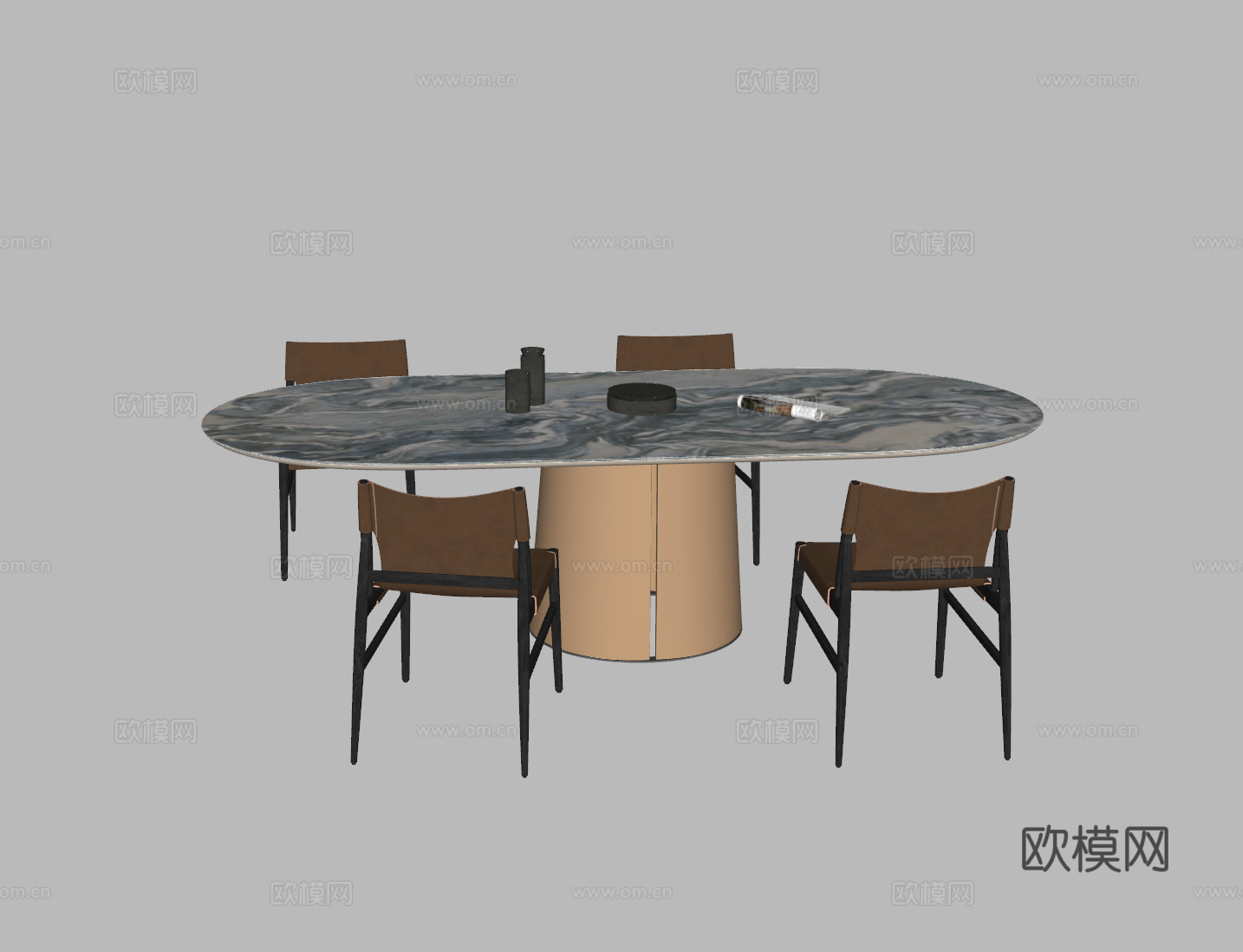 现代书桌餐桌su模型