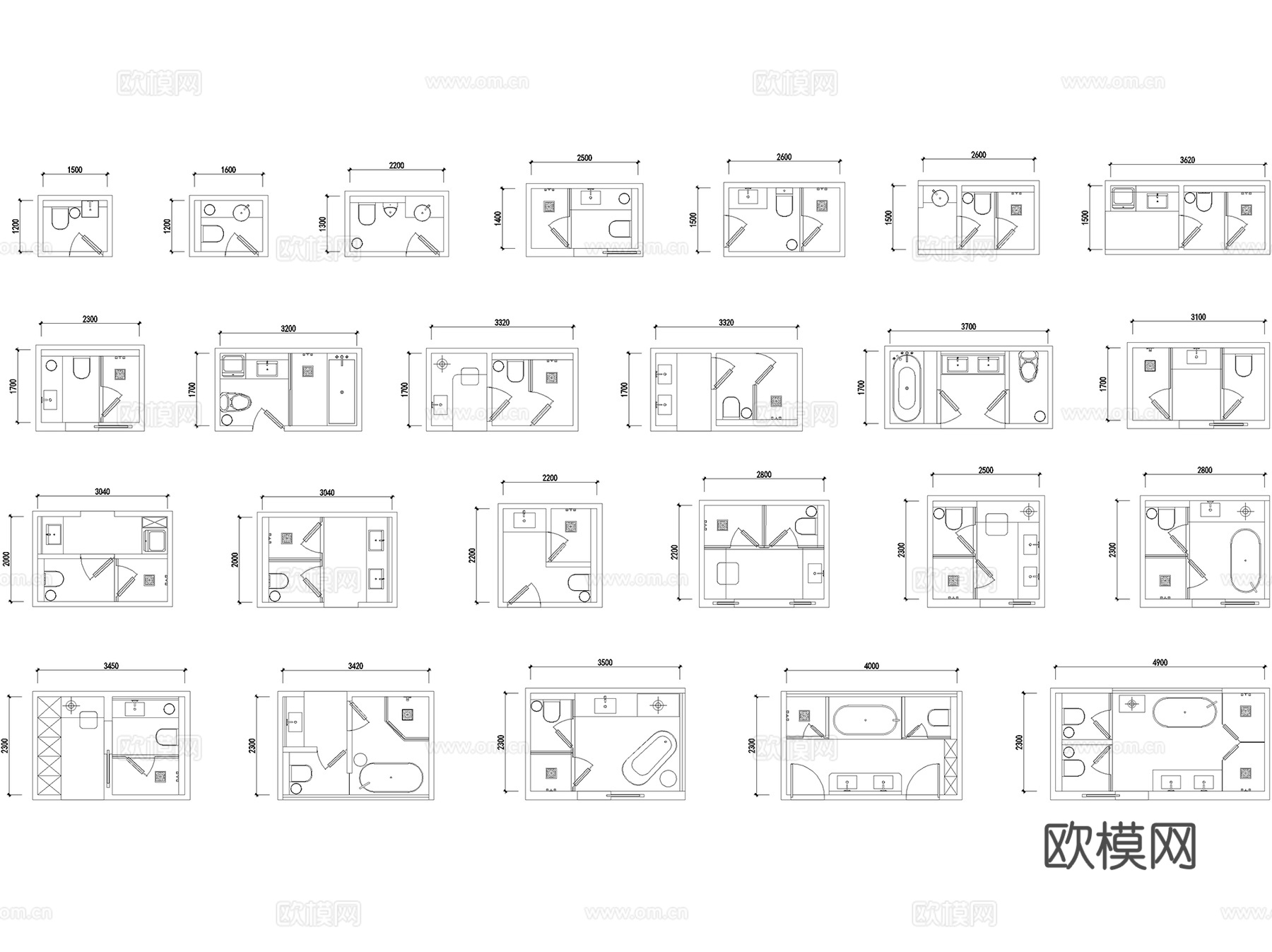 卫生间洗手间厕所卫浴平立面布局图库图块节点CAD施工图集cad施工图