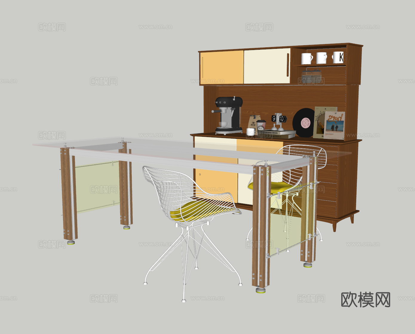 现代书桌su模型