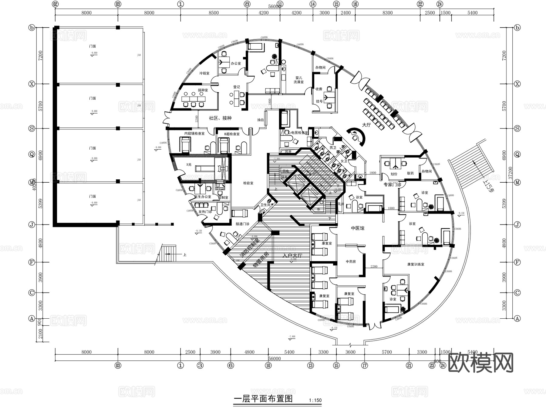 医院社区健康服务中心卫生院诊所康复中心CAD施工图集 13套cad施工图
