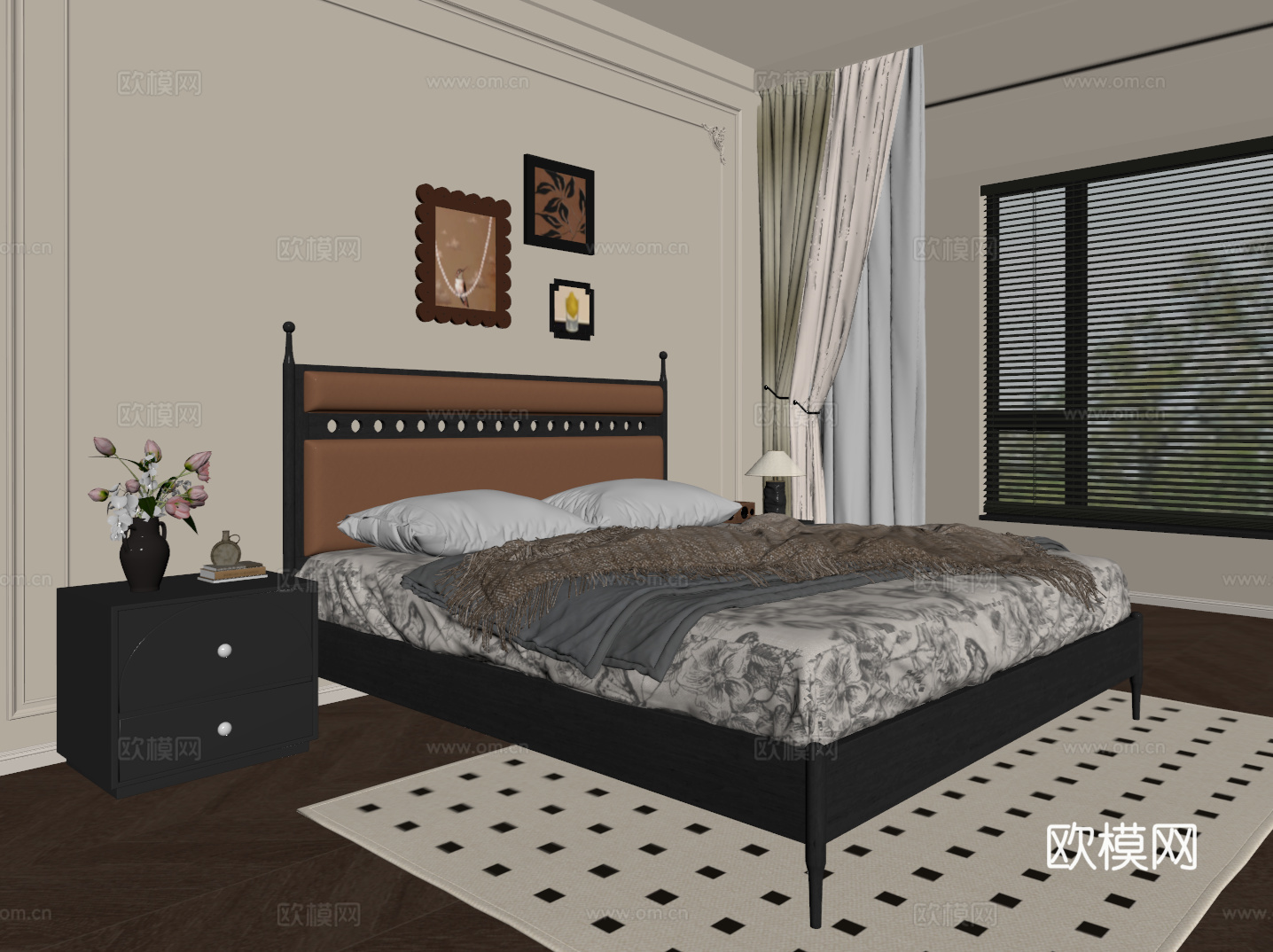 法式复古卧室su模型