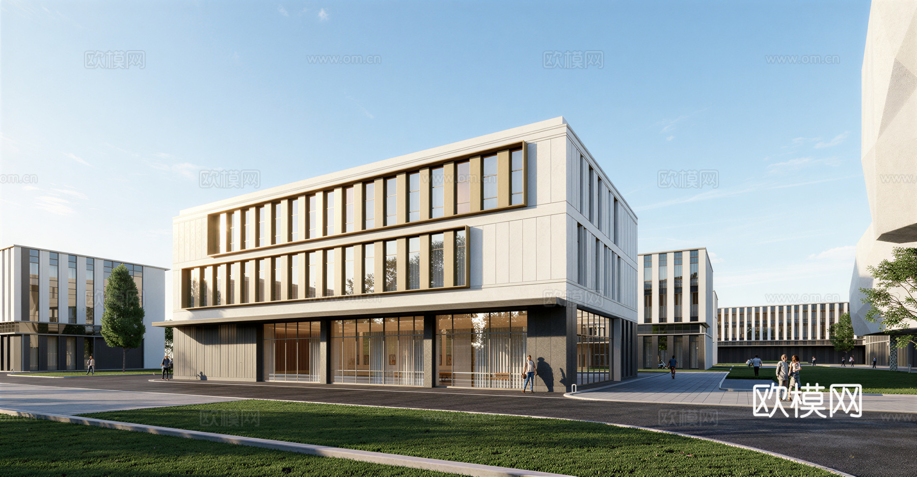 多层厂房 现代产业园 多层办公 厂房 产业园 办公楼su模型