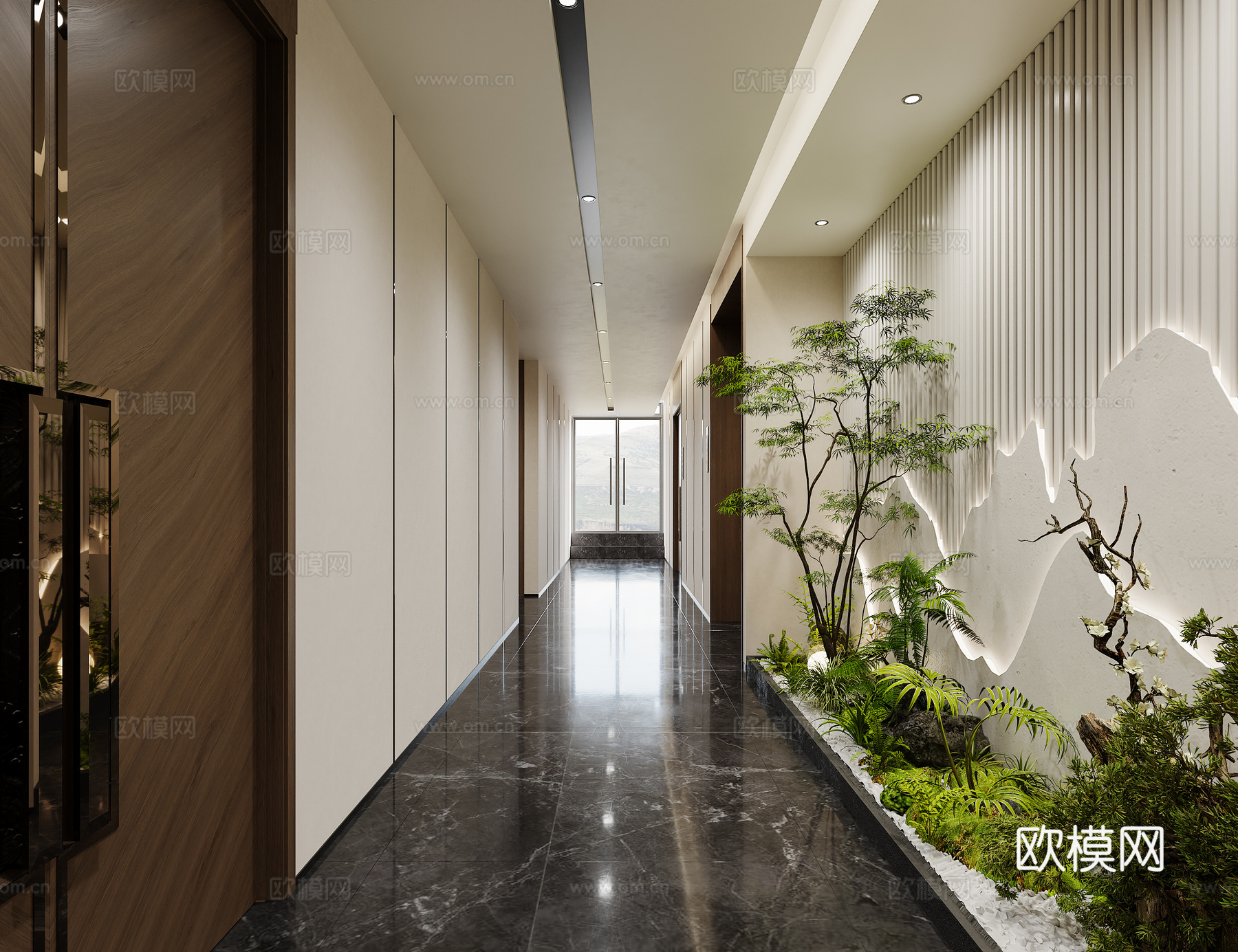 现代工装办公楼 过道 走廊3d模型