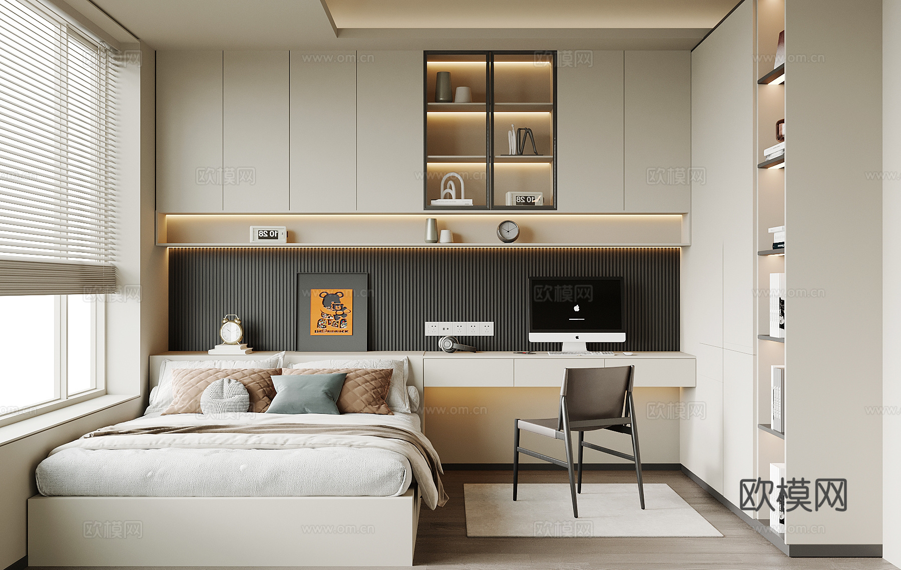 现代榻榻米卧室su模型
