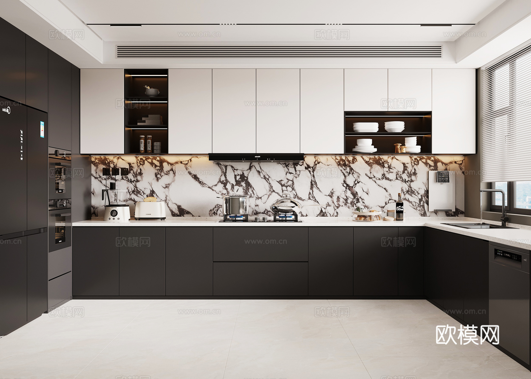 现代意式厨房su模型