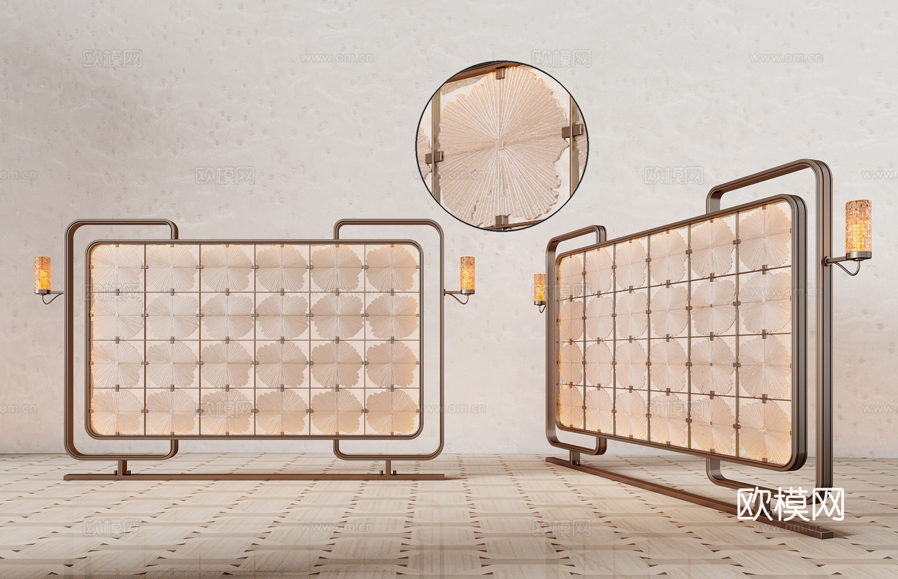 屏风  酒店屏风 格栅屏风 现代玻璃屏风 夹丝玻璃屏风 隔断su模型