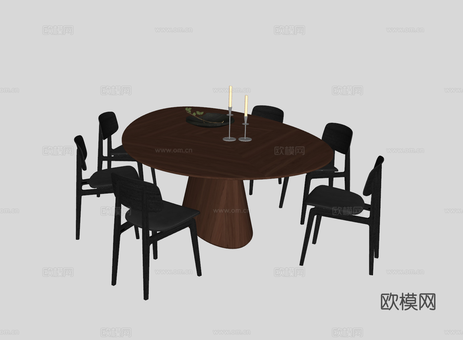 中古风书桌餐桌su模型
