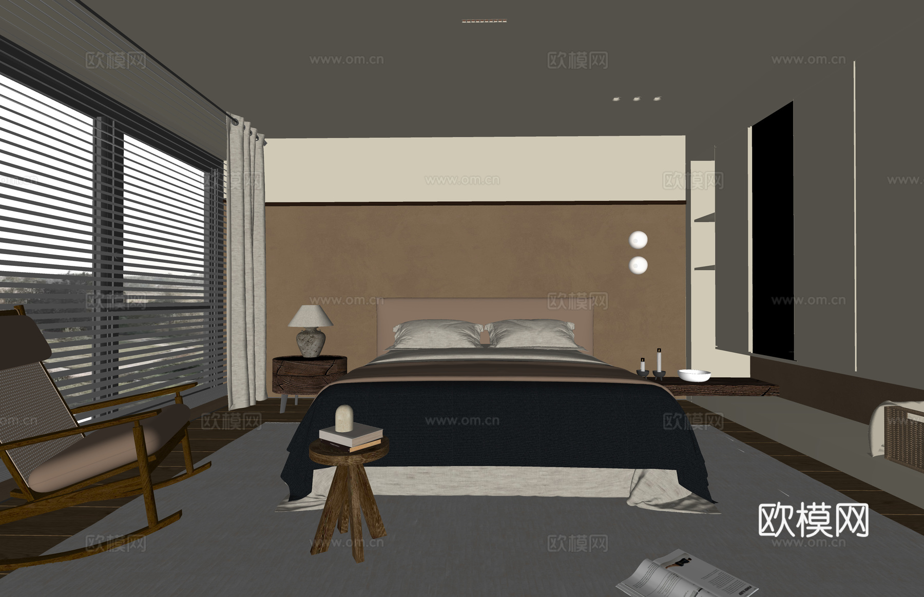 客餐厅 台灯 书房 厨房 床 卫生间su模型