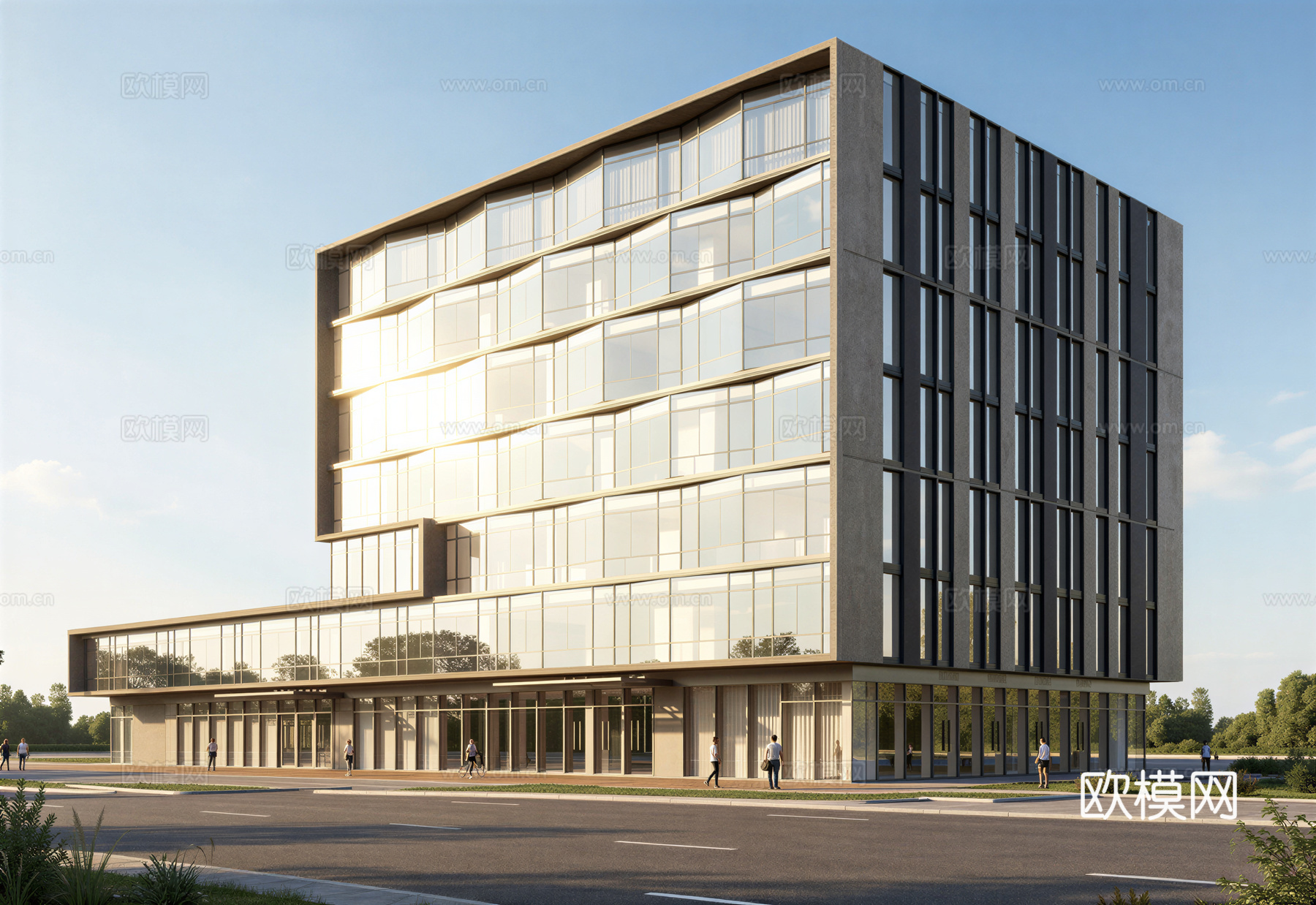 多层办公楼 现代产业园 多层办公 厂房 产业园 办公楼su模型