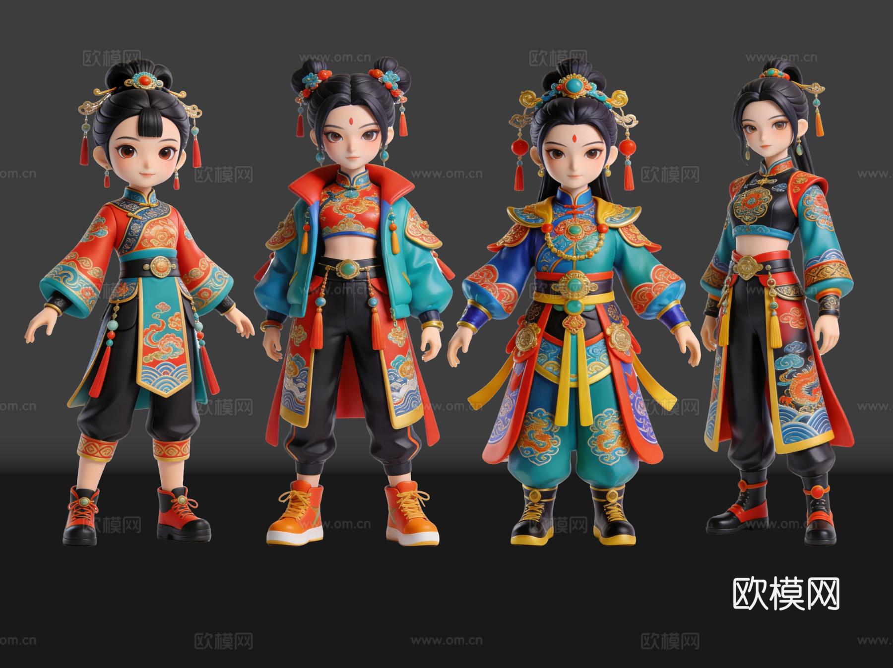 2D国潮手办 国潮公仔 国潮形象公仔 民俗活动 非物质文化遗su模型