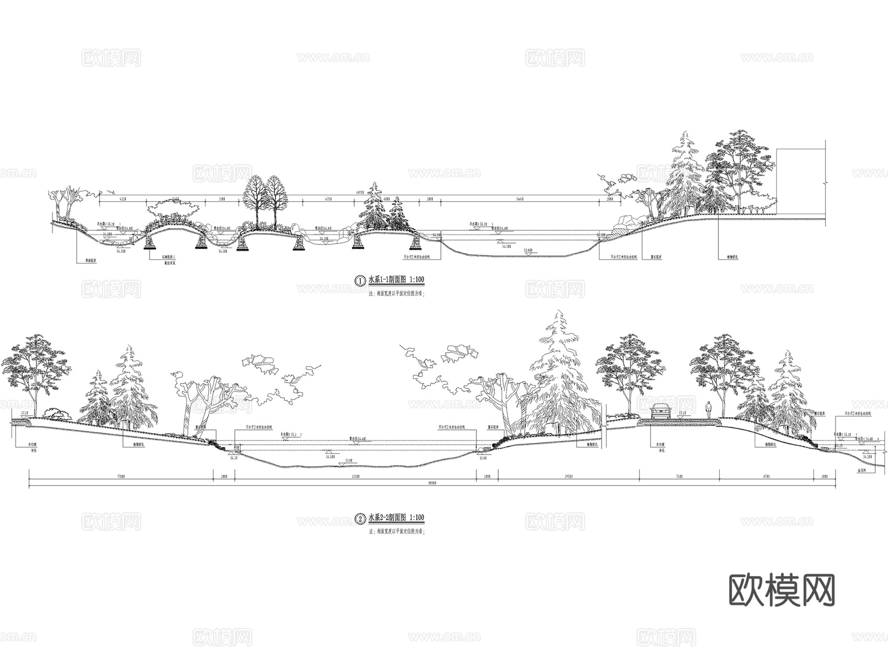 水系剖面图节点CAD施工图cad施工图