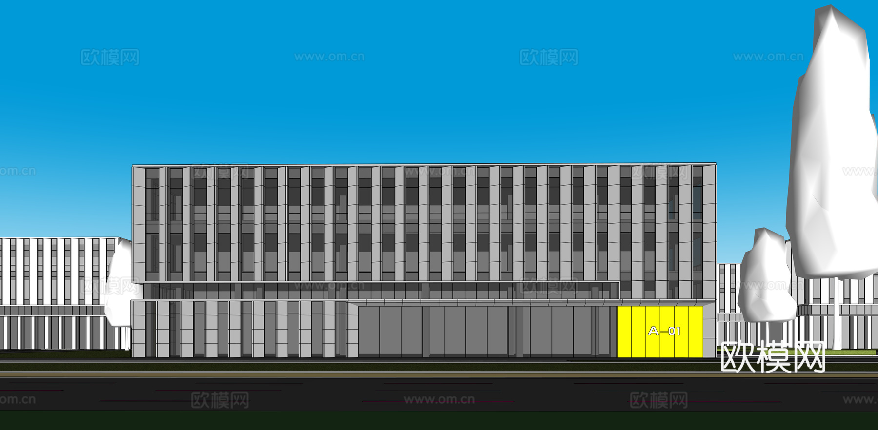 多层厂房 现代产业园 多层办公 厂房 产业园 办公楼su模型