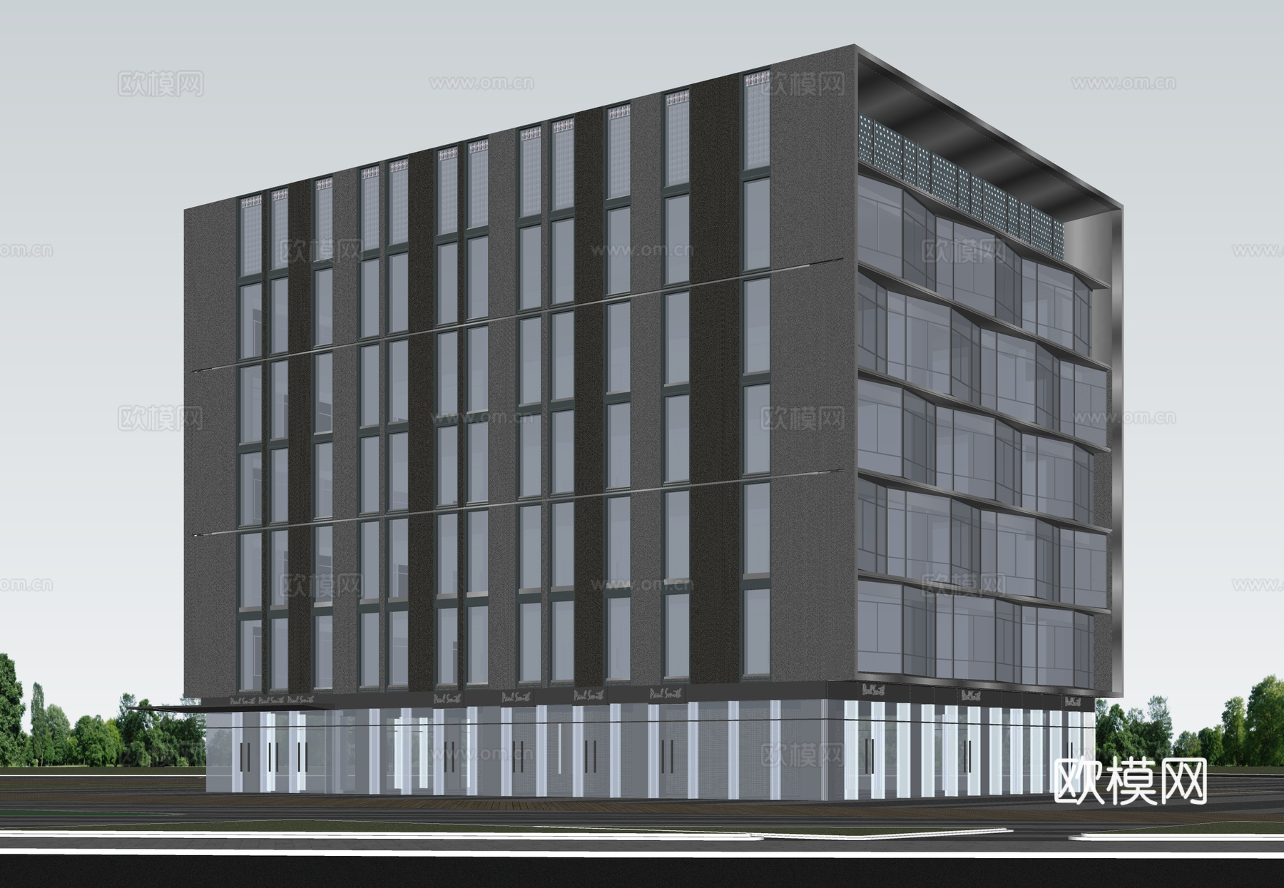 多层办公楼 现代产业园 多层办公 厂房 产业园 办公楼su模型