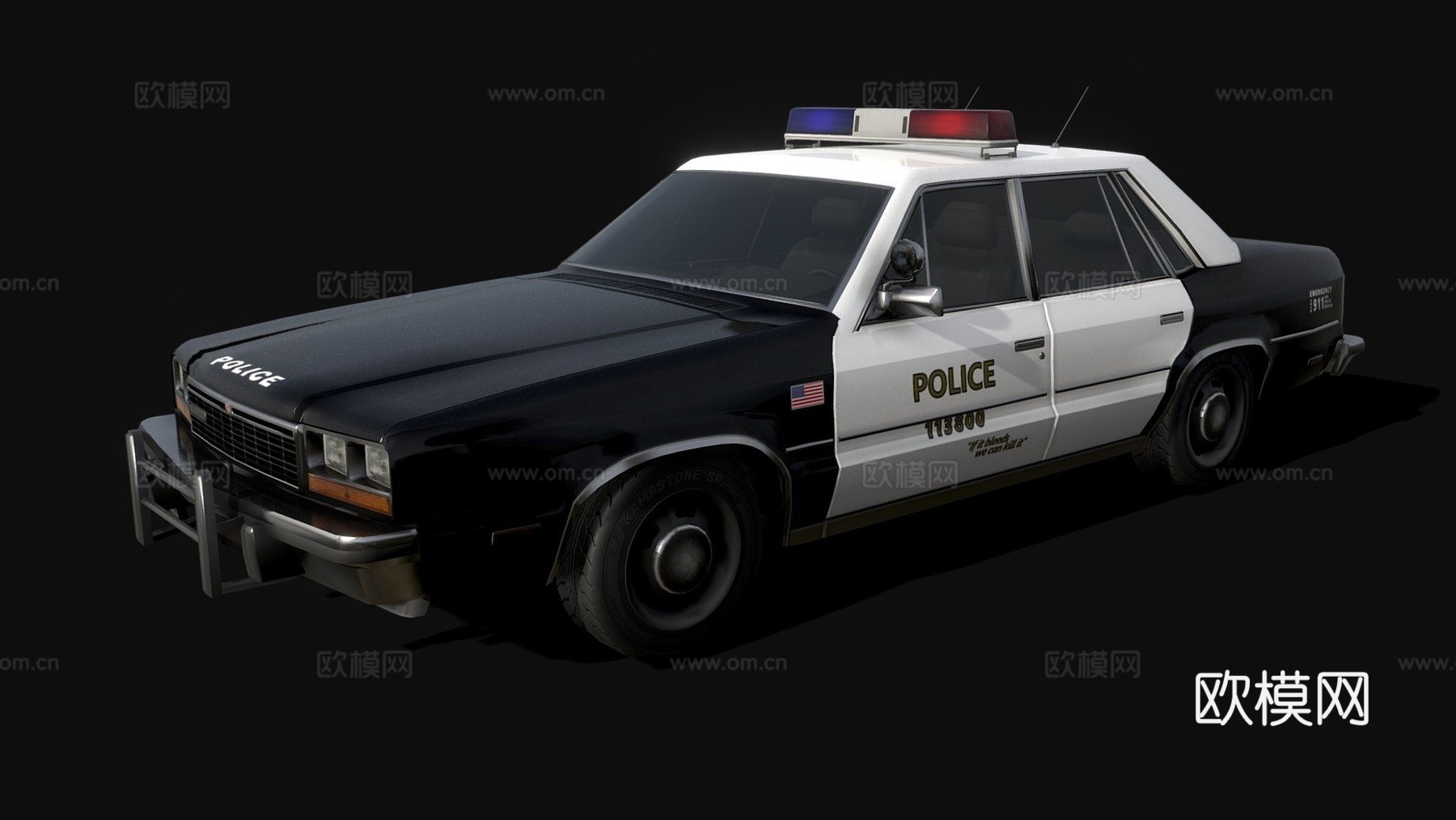 费尔黑文LT 80警用巡逻车低多边形su模型