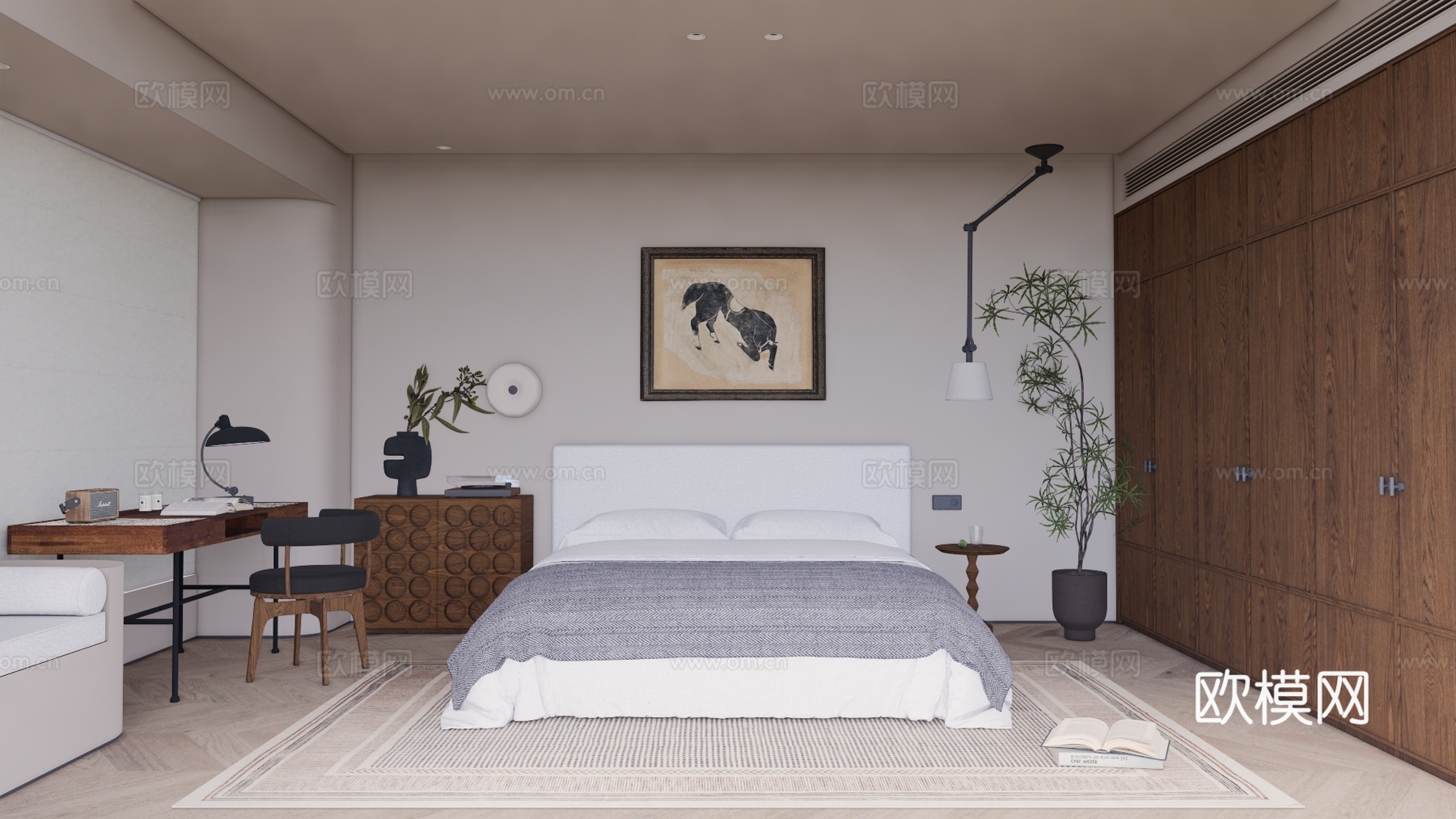 书桌 书柜 餐厅 阳台su模型